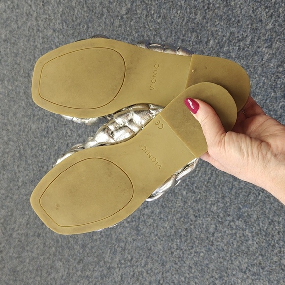 Vionic Kalina Braided Cross Strap Slides Sandals in Silver - Picture 5 of 5